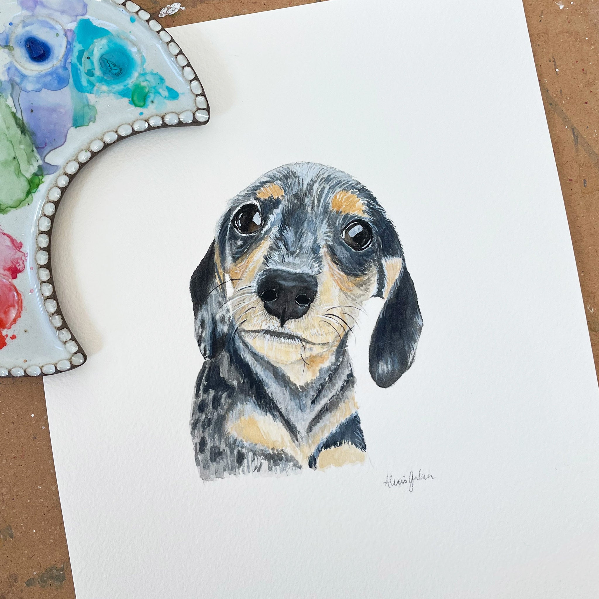 On sale 8x10 Pet Portrait Watercolor original art custom painting