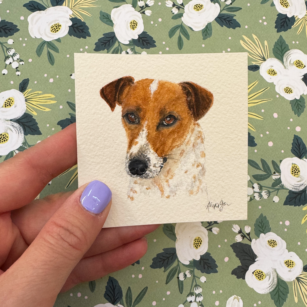 3 x 3 Custom Watercolor Pet Portrait - Tiny Treasures