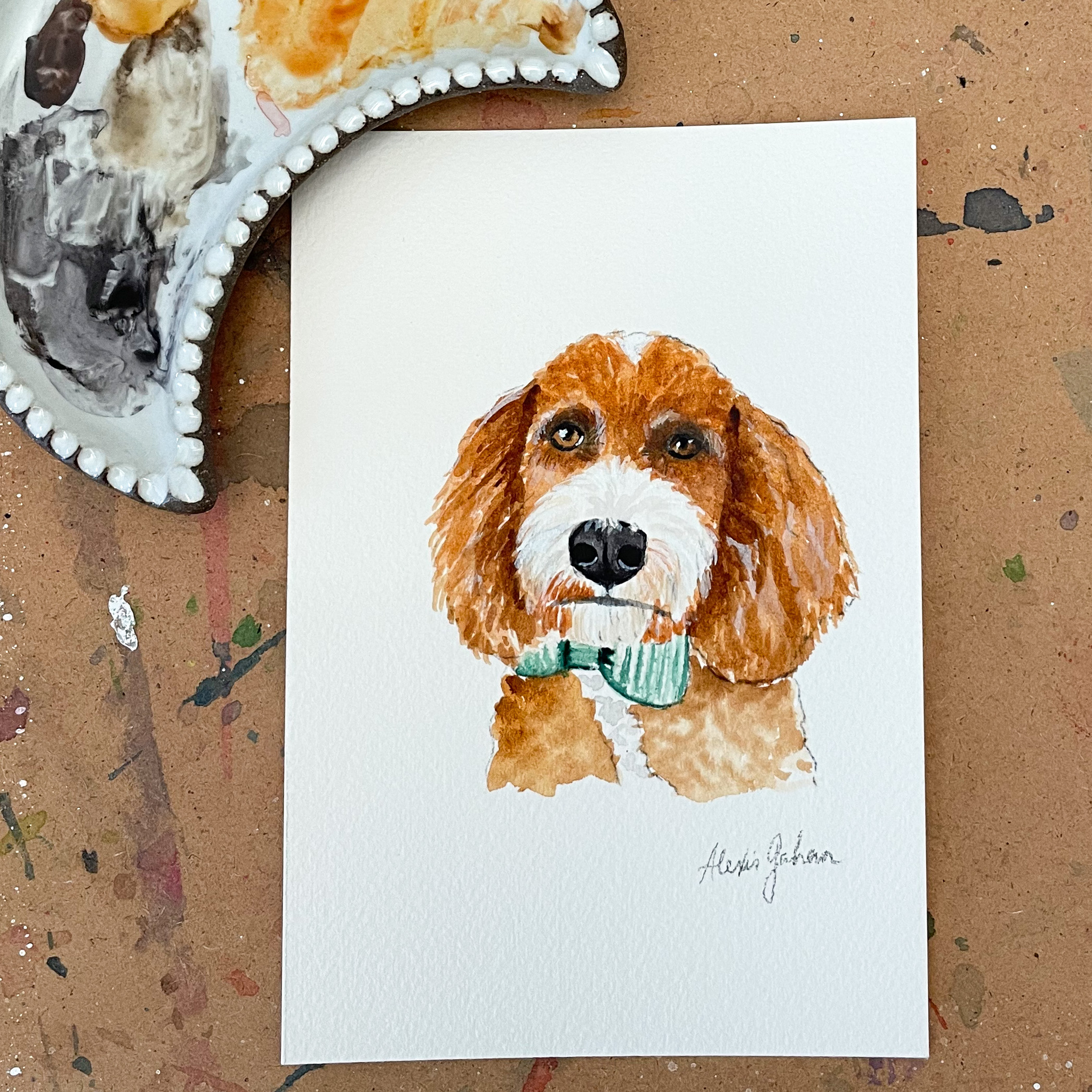 Custom hot Watercolor Pet Portrait 8x10