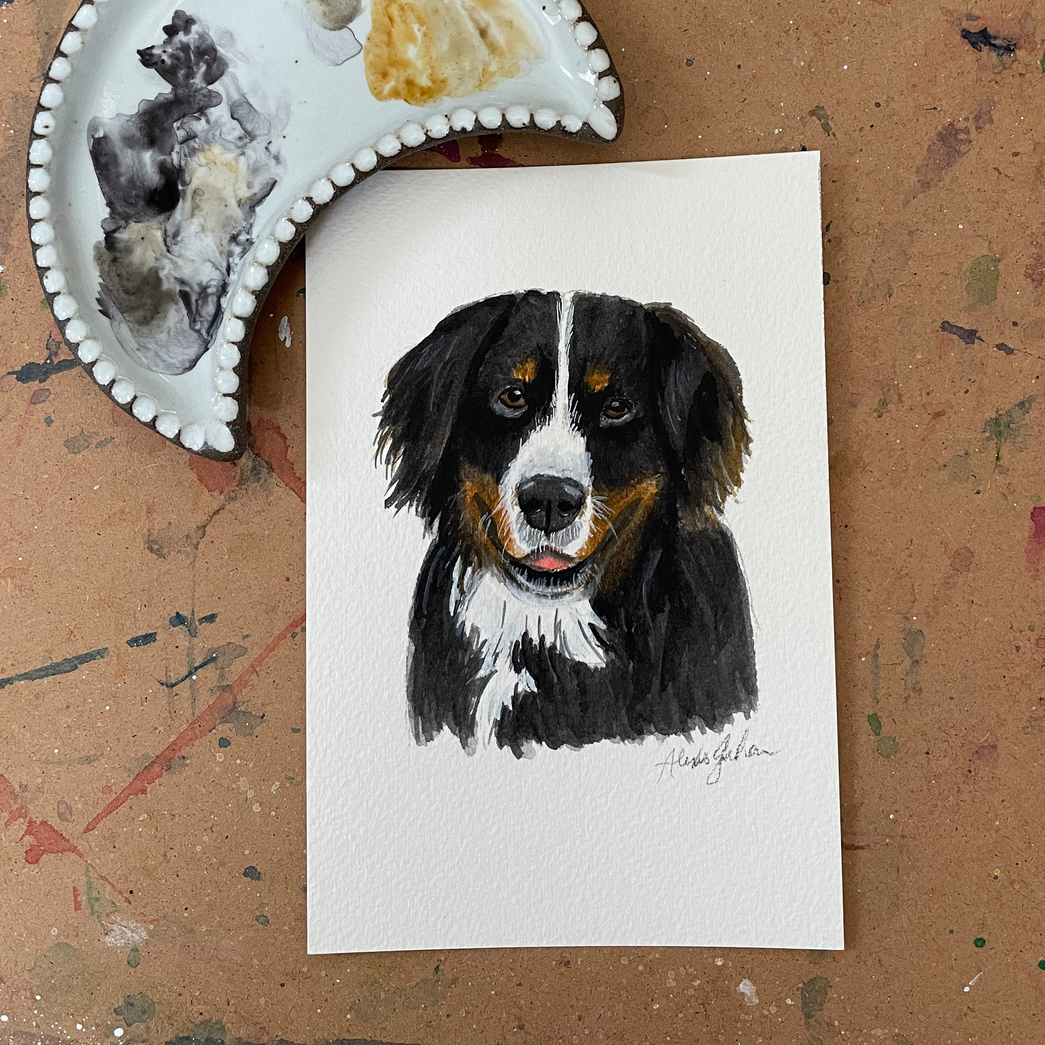 Custom Watercolor top Pet Portrait 8x10